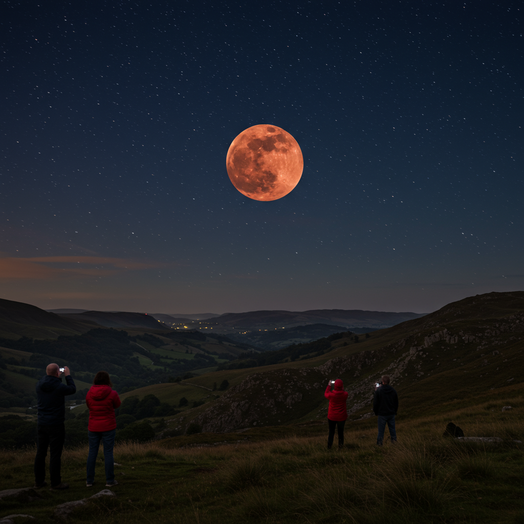 Wales Marvels as Rarest Low Strawberry Moon Since 2006 Appears