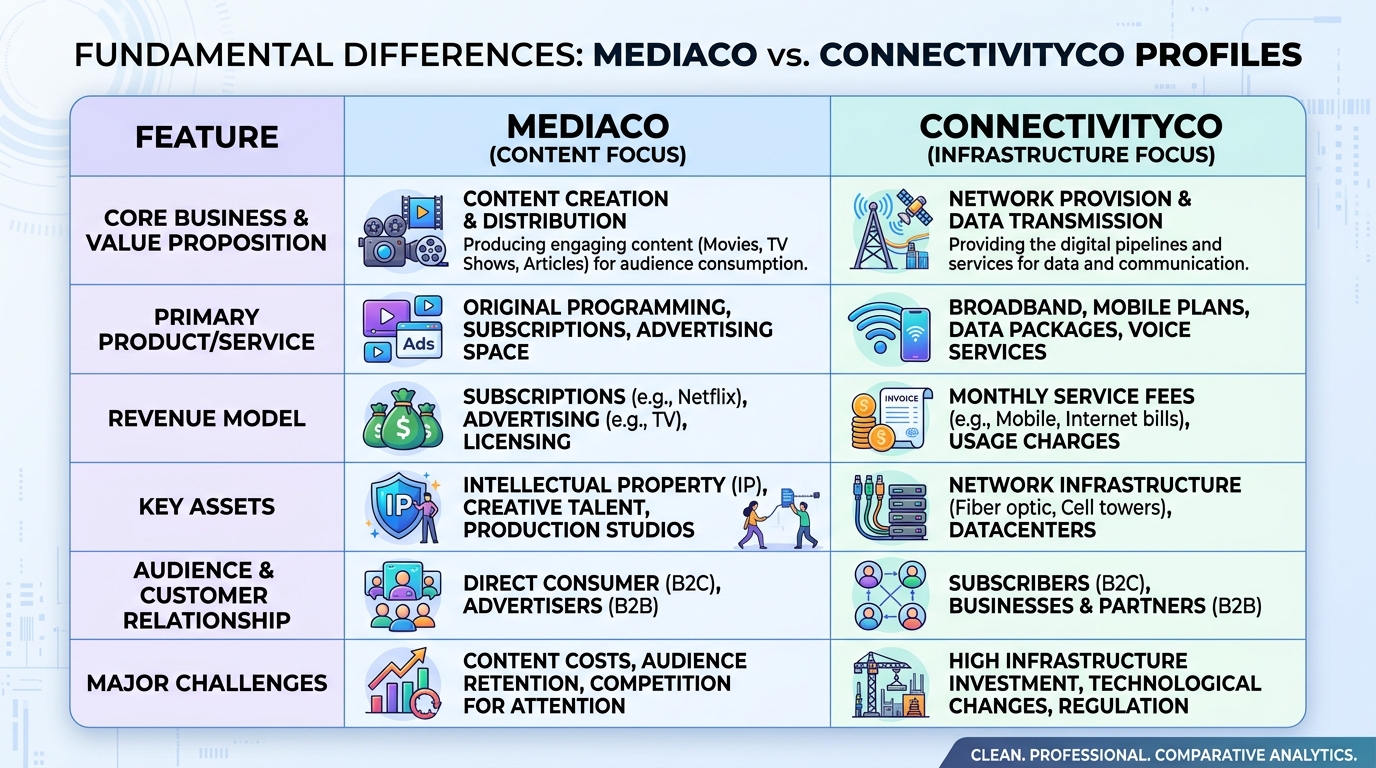 A clean, professional comparison table showing the fundamental differences between
