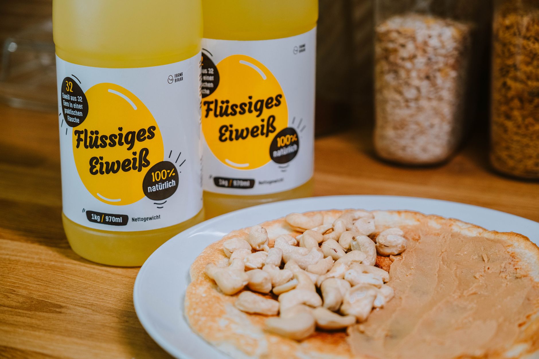 Liquid egg whites and a nutty breakfast, a perfect protein-packed start to