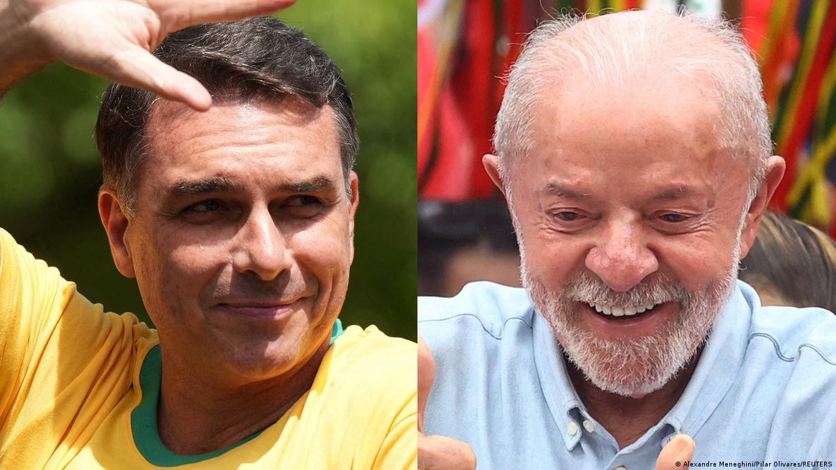 Flavio Bolsonaro (left) and Luiz Inacio Lula da Silva