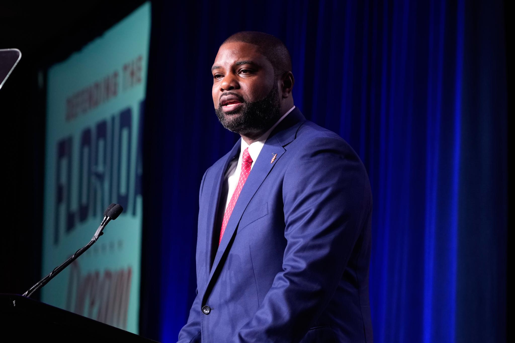 Florida Republican gubernatorial candidate Byron Donalds speaks to supporters during a primary election party on Wednesday, August 19, 2026, in Orlando, Fla. (Copyright 2026 The Associated Press. All