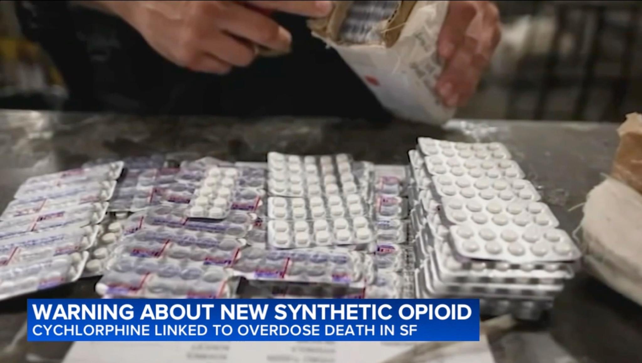 Blister packs of pills, likely cychlorphine, being handled.