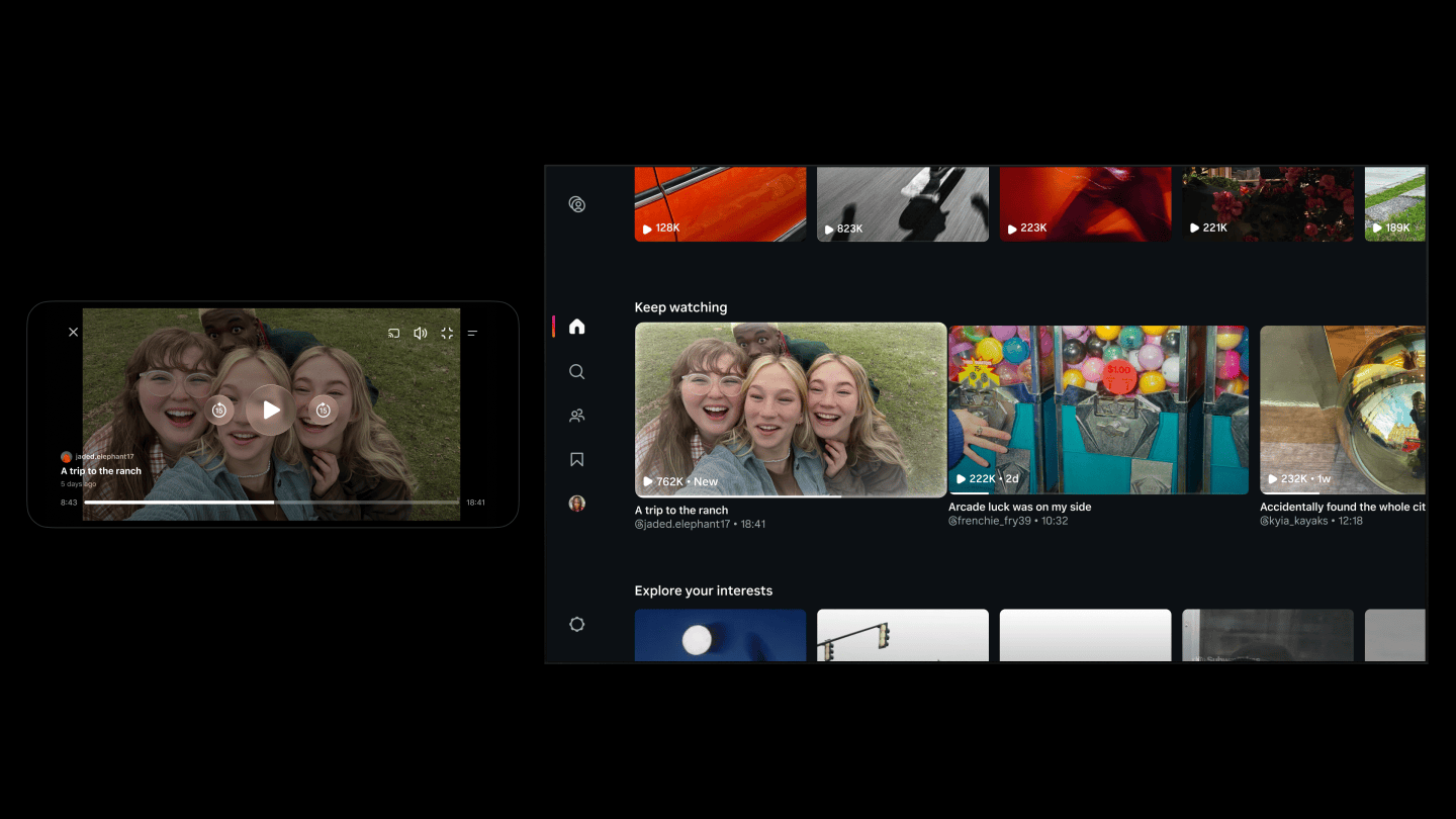 Instagram's new test of Features, which will play long-form videos on their