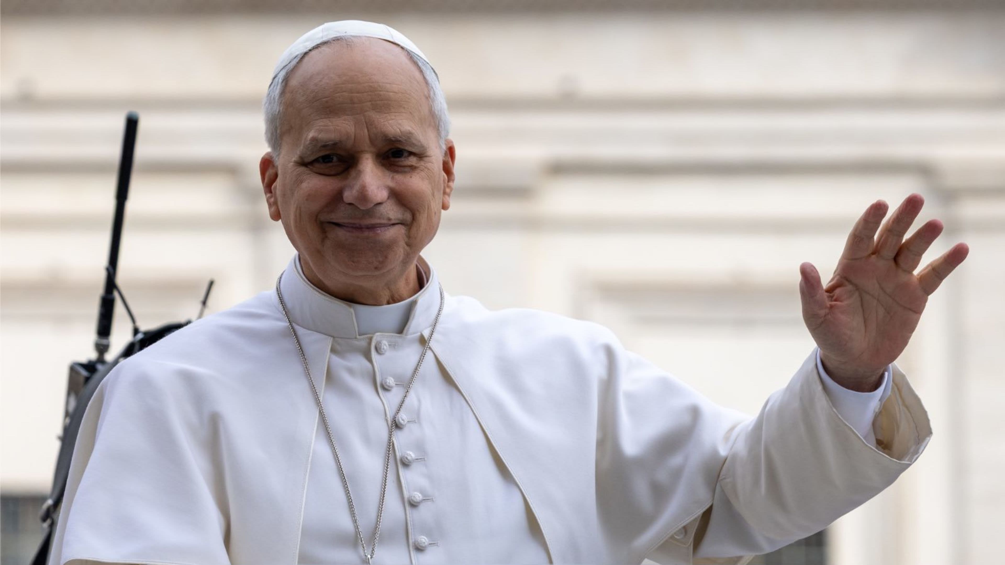 Pope Leo XIV greets the faithful during a general audience. | Credit: