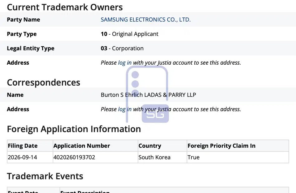 A screenshot of Galaxy Studio trademark application