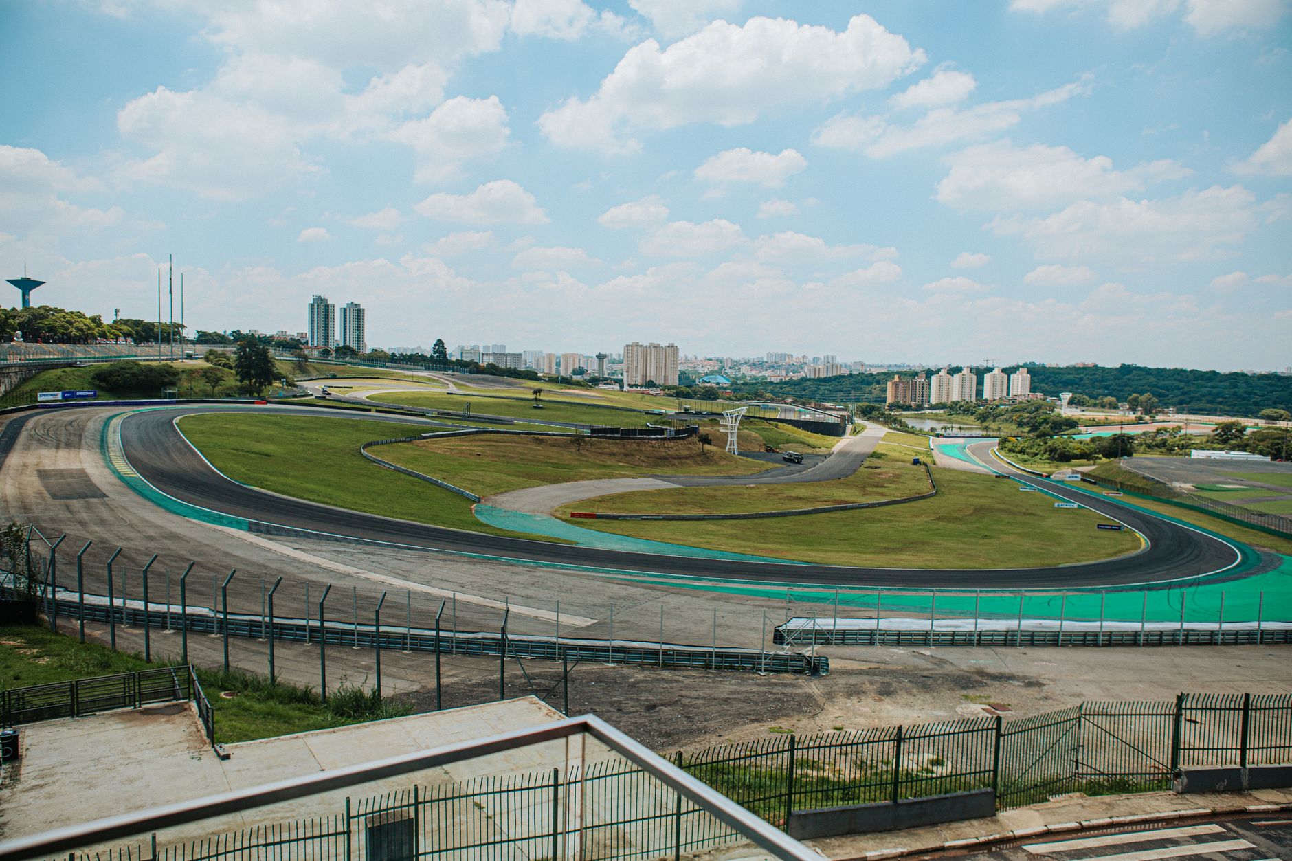 Spectacular aerial view of Interlagos racetrack in São Paulo, Brazil, under a