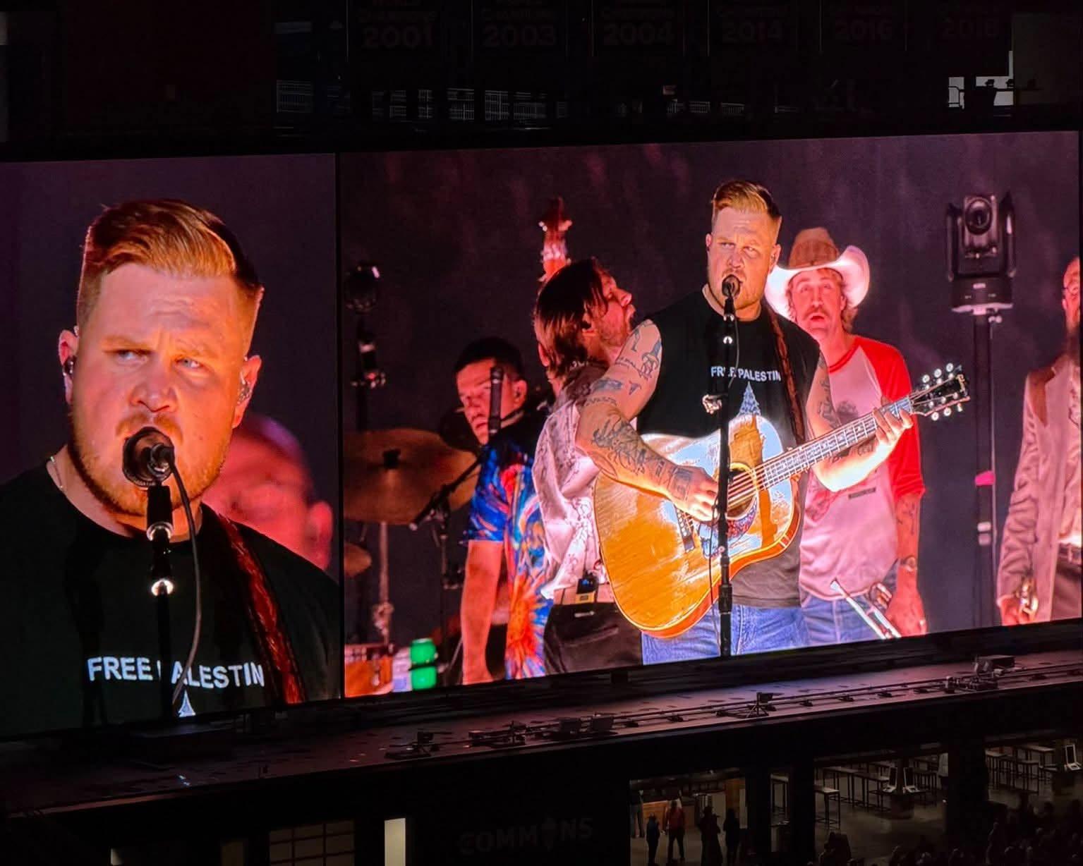 Zach Bryan wore a "Free Palestine" shirt during his concert at Robert Kraft's Gillette Stadium on Oct. 2, 2026.