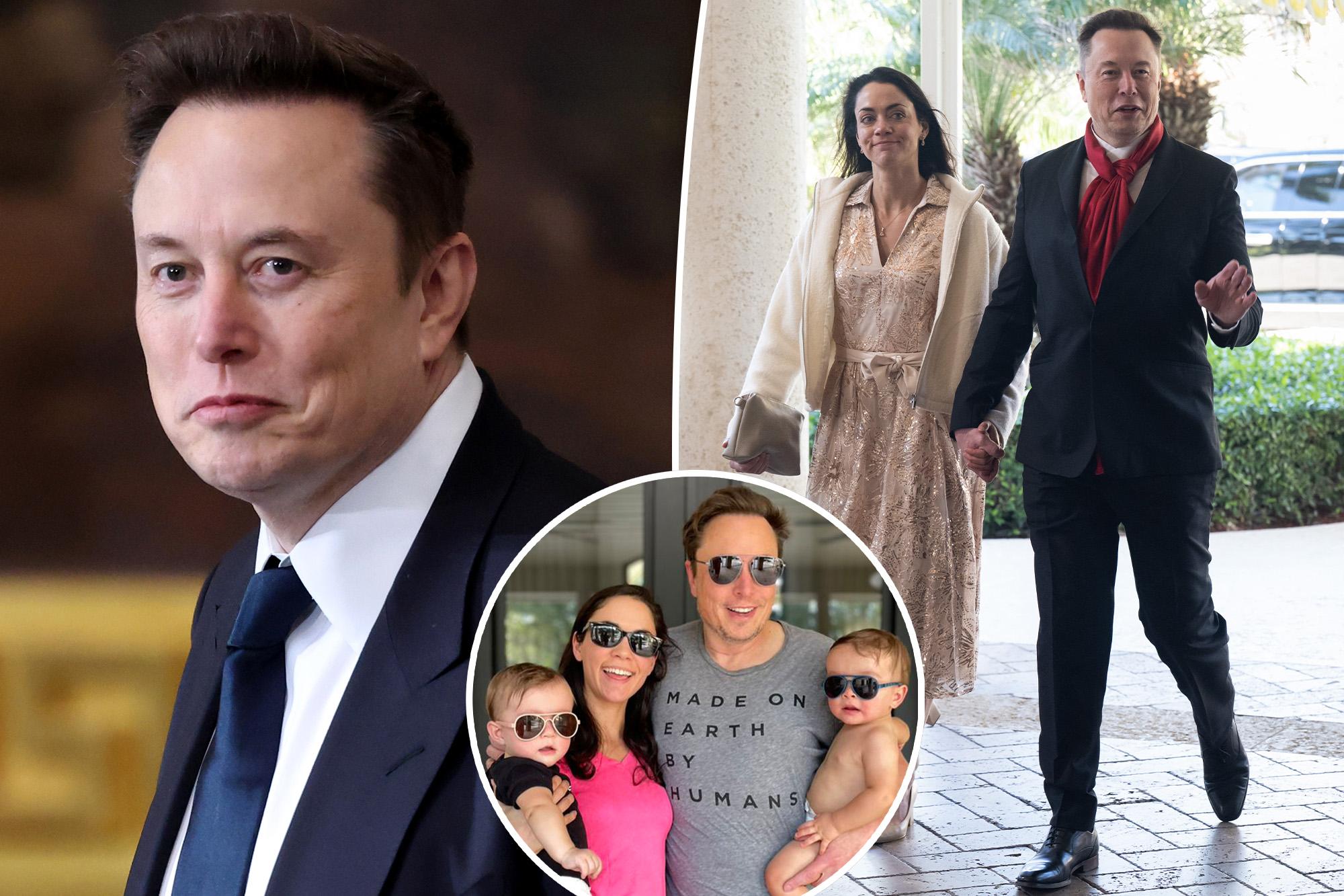A split of Elon Musk, an image of Musk and Shivon Zilis,